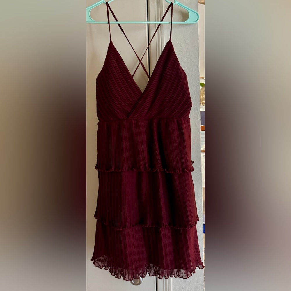 Altar'd State Wine Tiered V-Neck Dress